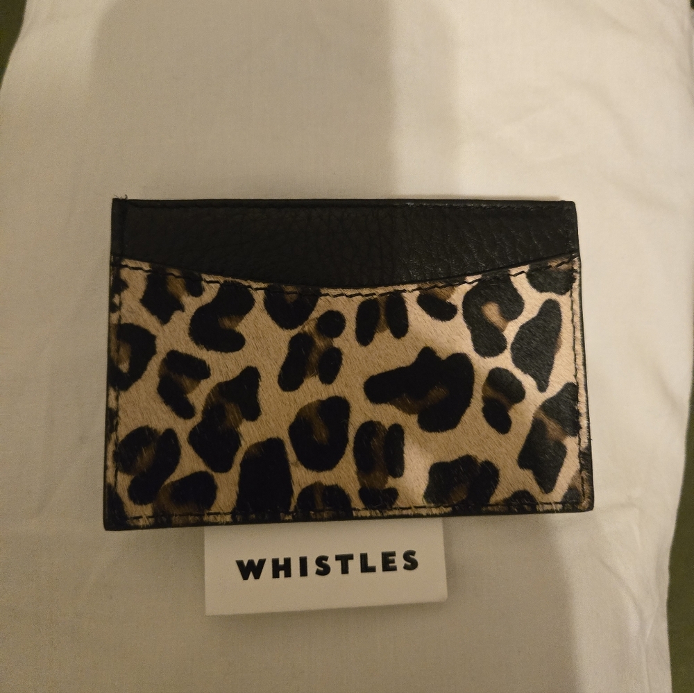 Whistles Black and Tan Animal Print Card Holder